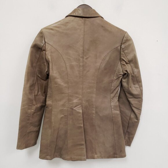 Vintage Remy Womens Leather Blazer Size 6 Brown Western Edgy Neutral Career - Picture 2 of 13